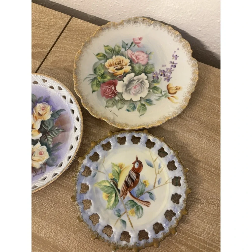 Vintage Mid-Century Japanese Reticulated Decorative Wall 3Plates Norleans Ucagco